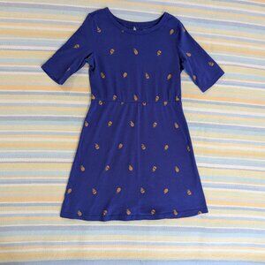 Old Navy Blue Knit Pineapple 🍍 Print Dress Small 6/7
